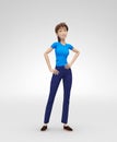 Arrogant, Swaggering and Cynical Jenny - 3D Cartoon Female Character Model Smirking