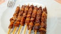 Arrosticini, lamb meat. Amatrice, Lazio, Italy