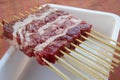 Arrosticini rather skewers of castrated sheep's meat Royalty Free Stock Photo