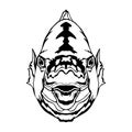 arrot fish face vector illustration in hand drawn style