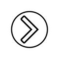 Right arrow icon outline and linear vector with black and white style Royalty Free Stock Photo