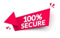 Vector Illustration 100 Percent Secure Arrow Label