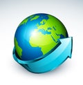 Arrow around globe of World Royalty Free Stock Photo