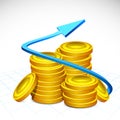 Arrow around stack of Gold Coin Royalty Free Stock Photo