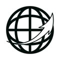 Arrow around the world isolated linear style icon Royalty Free Stock Photo