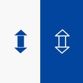 Arrow, Arrows, Up, Down Line and Glyph Solid icon Blue banner Line and Glyph Solid icon Blue banner Royalty Free Stock Photo