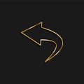 Arrow, back gold icon. Vector illustration of golden particle background