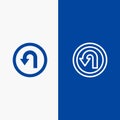 Arrow, Back, Navigation, Way Line and Glyph Solid icon Blue banner Line and Glyph Solid icon Blue banner Royalty Free Stock Photo