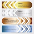 Arrow Banner Design gold, bronze, silver, blue color Royalty Free Stock Photo