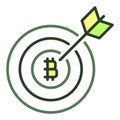 Arrow on Bitcoin Target vector Cryptocurrency colored icon or logo element
