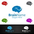 Arrow Brain Logo with Think Idea Concept Design