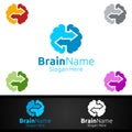 Arrow Brain Logo with Think Idea Concept Design