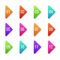 Arrow bullet point. Colorful baler bullets template direction shape markers next number cursor button web set flat