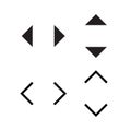 Arrow button icon collection. Menu navigation pointer symbol set. Next indicator sign. Simple flat shape direction logo.