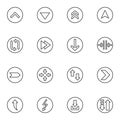 Arrow buttons line icons set