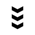 Arrow chevron symbol. Black arrows symbols set. Warning striped arrow