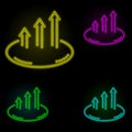 arrow, circle, breaking limits icon neon color set icon. Simple thin line, outline of business icons for ui and ux, website