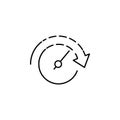 the arrow in the circle of hours icon. Element of speed for mobile concept and web apps illustration. Thin line icon for website Royalty Free Stock Photo