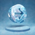 Arrow Circle Right icon. Cracked blue Ice Arrow Circle Right symbol on blue snow podium Royalty Free Stock Photo