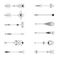 Arrow Clip art. Tribal Vintage Retro Arrows Set. Vector Royalty Free Stock Photo