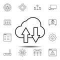 arrow, cloud icon. Simple thin line, outline vector element of Web Design Development icons set for UI and UX, website or mobile Royalty Free Stock Photo