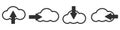 Arrow in the cloud vector. Set of arrows in cloud contours vector. Different direction arrows vector icon. Cloud