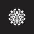 Arrow cog machine system geometric circle logo vector Royalty Free Stock Photo