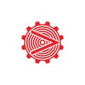 Arrow cog machine system geometric circle logo vector Royalty Free Stock Photo