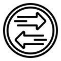 Arrow coin comparison icon, outline style