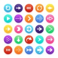 Arrow color web button icons. Arrowhead and repeat, direction vector website symbols