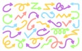 Arrow colorful hand drawn flex navigation flat set