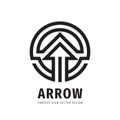 Arrow concept logo design. Development business strategy sign. Line art style icon. Direction progress communication symbol Royalty Free Stock Photo