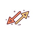 Arrow cross crossing parallel icon vector design