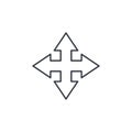 Arrow cross, four way thin line icon. Linear vector symbol Royalty Free Stock Photo