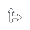 Arrow cross, turn right thin line icon. Linear vector symbol