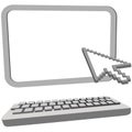 Arrow cursor click on 3D computer monitor keyboard Royalty Free Stock Photo