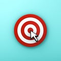 Arrow cursor clicking in the center of the red dart board or target