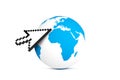 Arrow Cursor Pointing Earth Map Globe Royalty Free Stock Photo
