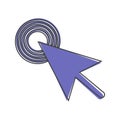 Arrow, the cursor pointing to the point. The cursor clicks on the button cartoon style on white isolated background Royalty Free Stock Photo