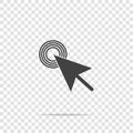 Arrow, the cursor pointing to the point. The cursor clicks on the button vector icon on transparent background Royalty Free Stock Photo