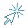 Arrow, the cursor pointing to the point. The cursor clicks cartoon style on white isolated background Royalty Free Stock Photo