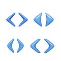 Arrow 3d button set. Arrow icon set blue color on white background. Isolated interface line symbol for app. Application sign