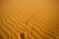 Arrow in the desert sand pointing forward