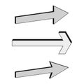 Arrow direction icon. Navigation pointer shapes. Bold black outlines. Minimalist vector elements.