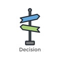 Arrow, directional way sign depicting making a decision or choice icon vector Royalty Free Stock Photo
