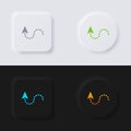 Arrow dot line navigation icon set, Multicolor neumorphism button soft UI Design. Royalty Free Stock Photo
