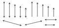 Arrow double size measurement icon simple pictogram thin line stroke graphic set, dual dimension meter length symbol, perimeter