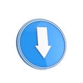 Arrow Down Icon in Blue Circle Button. 3d Rendering Royalty Free Stock Photo