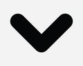 Down Caret Arrow Pointing South Point Pointer Scroll Swipe Gesture Downward Below Under Orientation Icon Sign Shape Vector