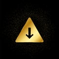 arrow, down, pyramid gold icon. Vector illustration of golden particle background